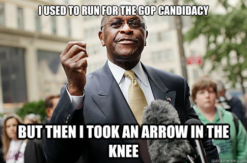 I used to run for the gop candidacy But then i took an arrow in the knee  Herman Cain