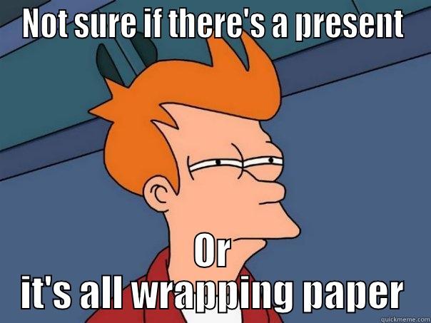 NOT SURE IF THERE'S A PRESENT OR IT'S ALL WRAPPING PAPER Futurama Fry