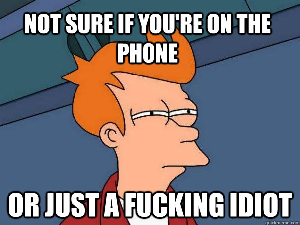 Not sure if you're on the phone Or just a fucking idiot  Futurama Fry