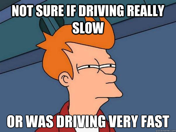 Not sure if driving really slow or was driving very fast  - Not sure if driving really slow or was driving very fast   Futurama Fry