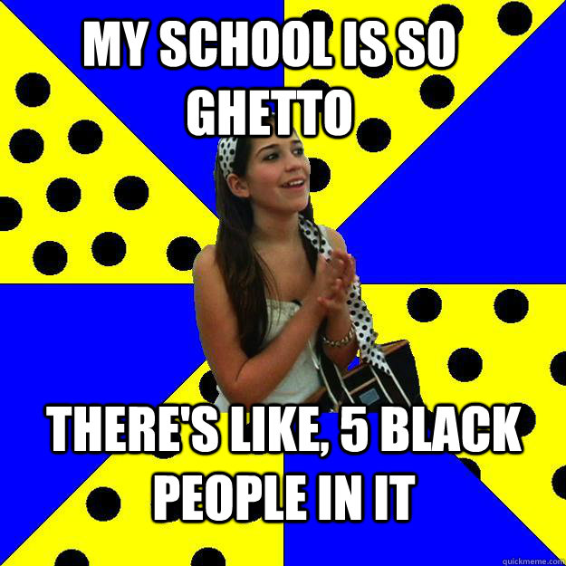 My school is so ghetto there's like, 5 black people in it  Sheltered Suburban Kid