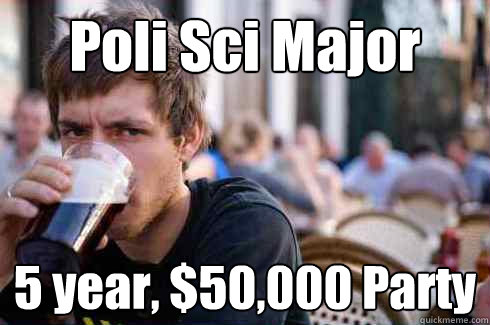 Poli Sci Major 5 year, $50,000 Party  Lazy College Senior