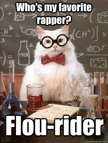 Who's my favorite rapper? Flou-rider  Chemistry Cat