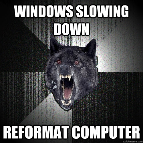 windows slowing down reformat computer - windows slowing down reformat computer  Insanity Wolf