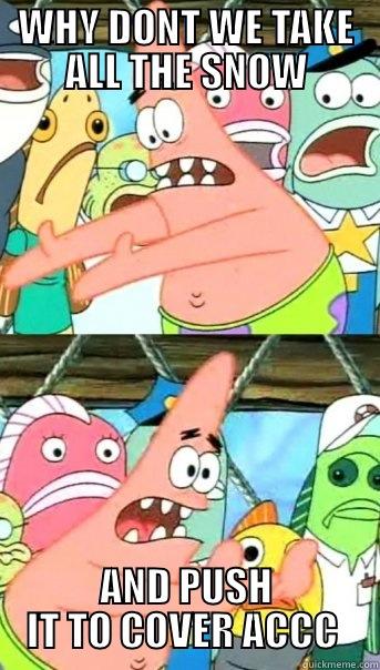 WHY DONT WE TAKE ALL THE SNOW AND PUSH IT TO COVER ACCC  Push it somewhere else Patrick