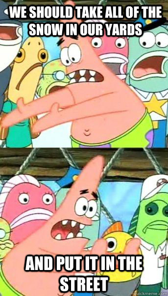 We should take all of the snow in our yards and put it in the street   Patrick Star