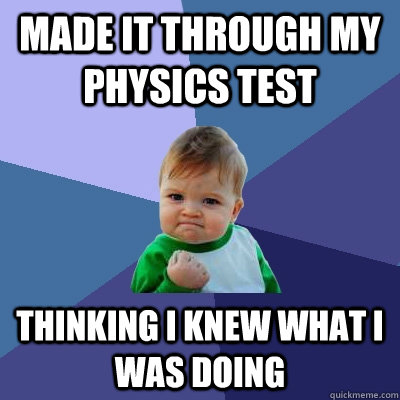 made it through my physics test thinking i knew what i was doing  Success Kid