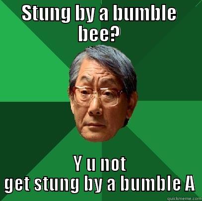 STUNG BY A BUMBLE BEE? Y U NOT GET STUNG BY A BUMBLE A High Expectations Asian Father