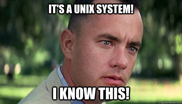 It's a UNIX system! I know this!  Offensive Forrest Gump