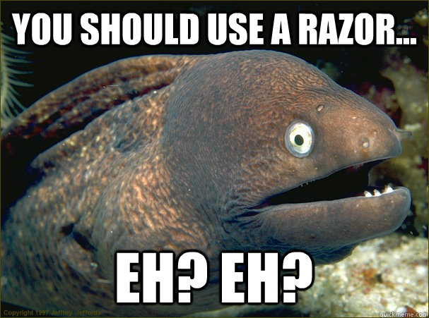 You should use a razor... eh? eh?  Bad Joke Eel