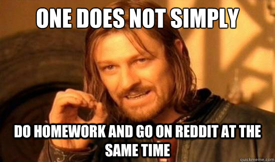 One Does Not Simply Do Homework and go on reddit at the same time  Boromir