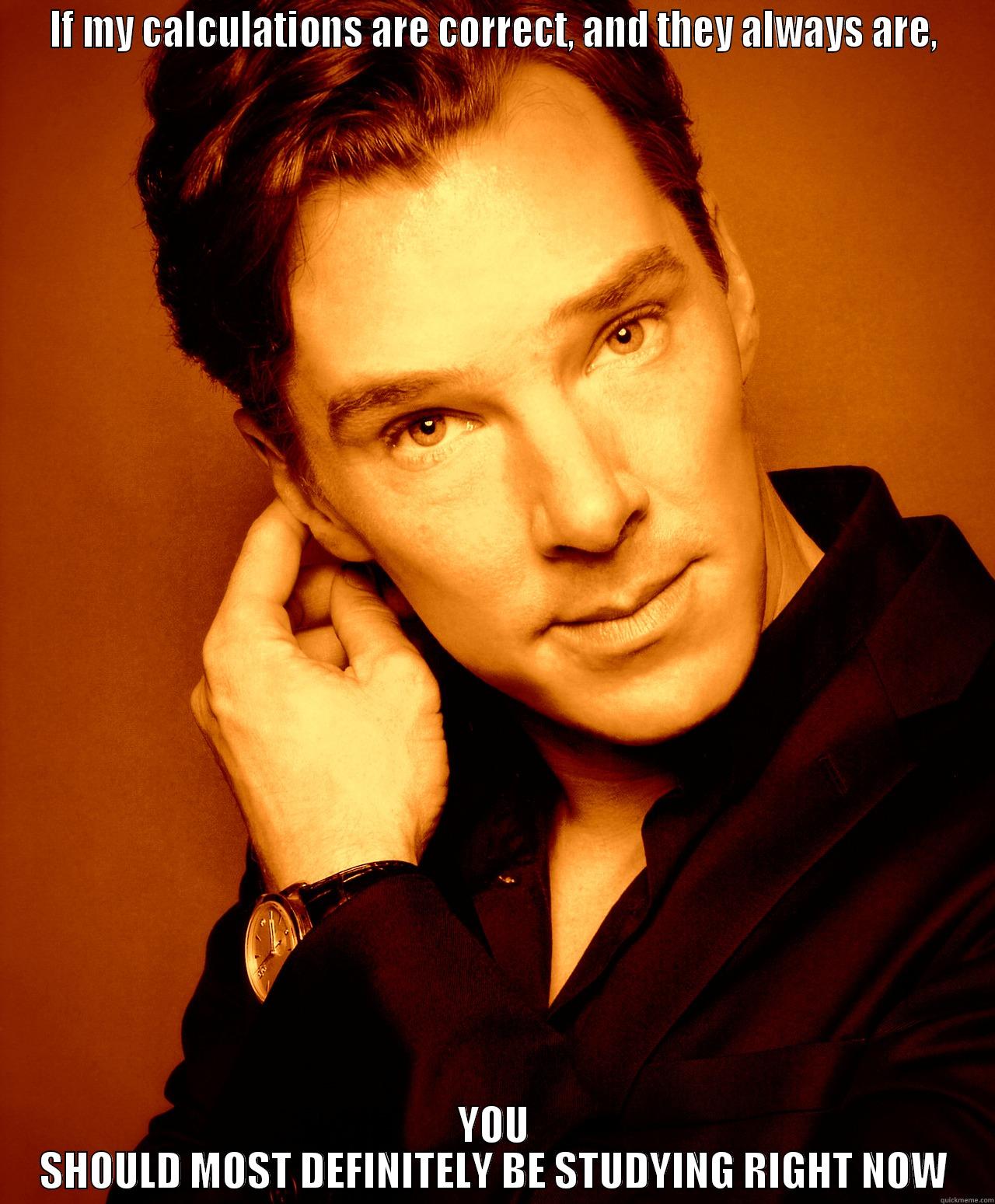 Benedict Cumberbatch. - IF MY CALCULATIONS ARE CORRECT, AND THEY ALWAYS ARE, YOU SHOULD MOST DEFINITELY BE STUDYING RIGHT NOW Misc