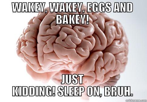 WAKEY, WAKEY, EGGS AND BAKEY! JUST KIDDING! SLEEP ON, BRUH. Scumbag Brain