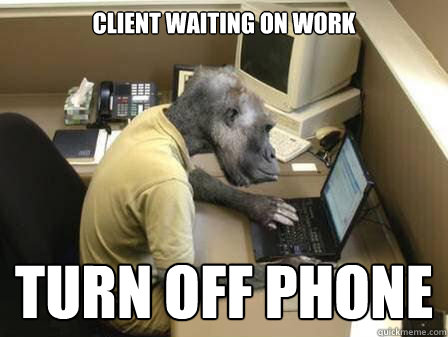 client waiting on work turn off phone  Code Monkey