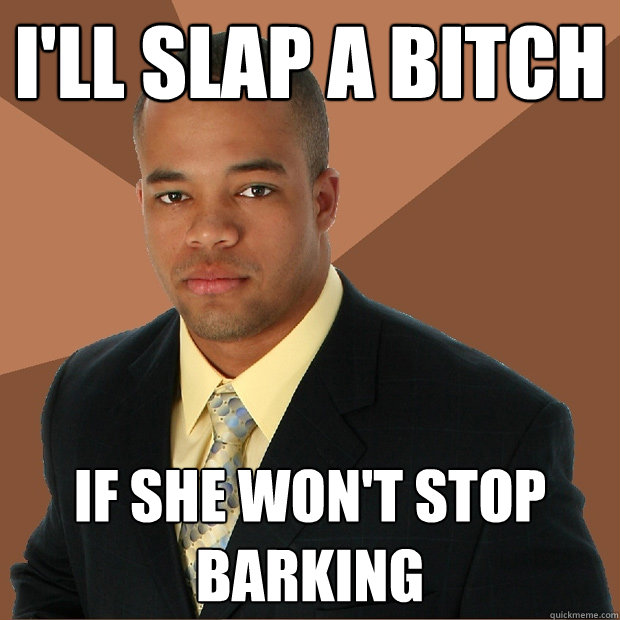 I'll slap a bitch If she won't stop barking  Successful Black Man