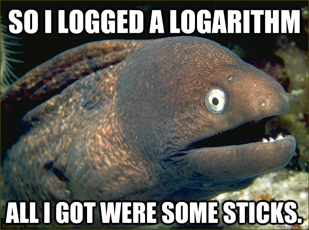 So i logged a logarithm all i got were some sticks. - So i logged a logarithm all i got were some sticks.  Bad Joke Eel