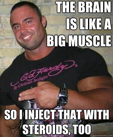 the brain is like a big muscle so i inject that with steroids, too  