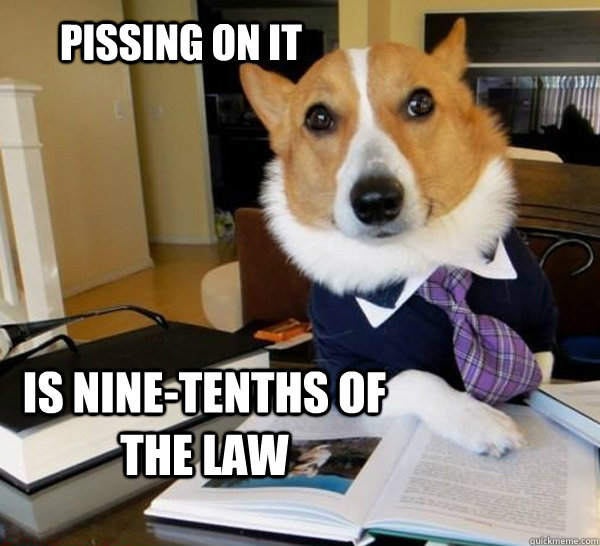 Pissing on it Is nine-tenths of the law  Lawyer Dog