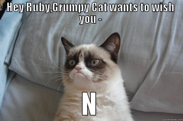 HEY RUBY,GRUMPY CAT WANTS TO WISH YOU - NO!! .. I DON'T!! Grumpy Cat