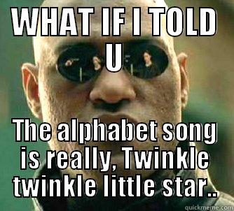 WHAT IF I TOLD U THE ALPHABET SONG IS REALLY, TWINKLE TWINKLE LITTLE STAR.. Matrix Morpheus