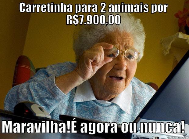 CARRETINHA PARA 2 ANIMAIS POR R$7.900,00  MARAVILHA!É AGORA OU NUNCA! Grandma finds the Internet