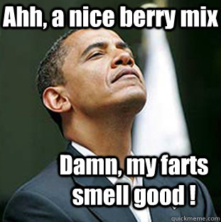 Ahh, a nice berry mix Damn, my farts smell good ! - Ahh, a nice berry mix Damn, my farts smell good !  Arrogant Obama