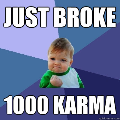 just broke 1000 karma  Success Kid