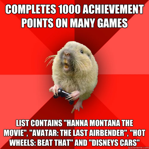 completes 1000 achievement points on many games list contains 