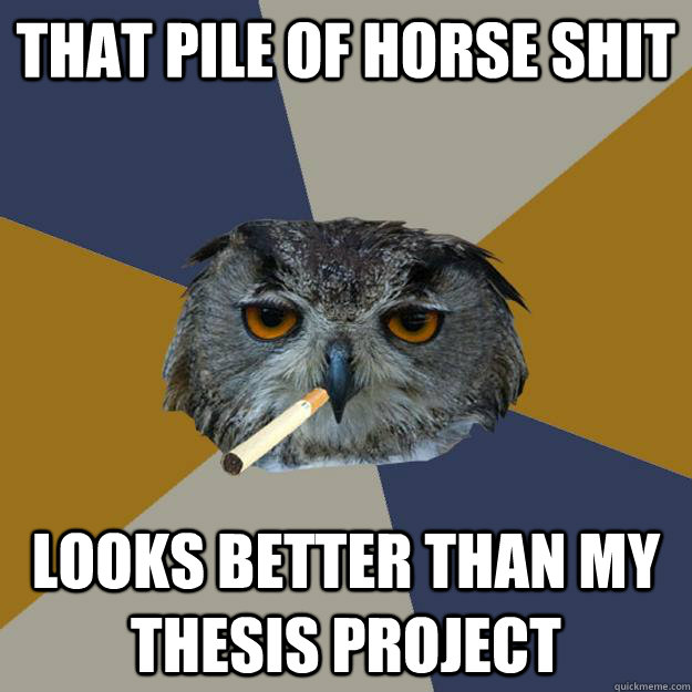 that pile of horse shit looks better than my thesis project  Art Student Owl