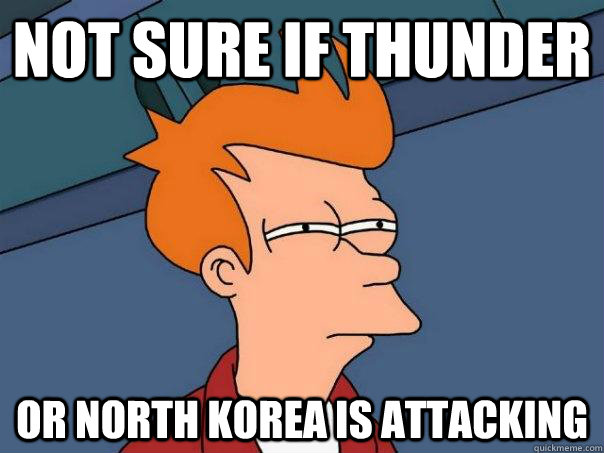 Not sure if thunder Or North Korea is attacking  Futurama Fry