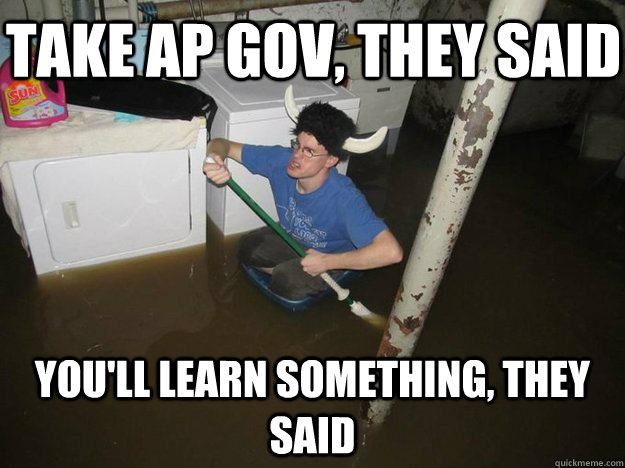 Take AP Gov, they said you'll learn something, they said - Take AP Gov, they said you'll learn something, they said  Do the laundry they said