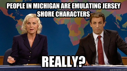 people in michigan are emulating jersey shore characters really?  exasperated really