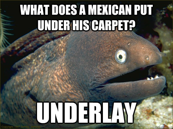 What does a mexican put under his carpet? Underlay  Bad Joke Eel