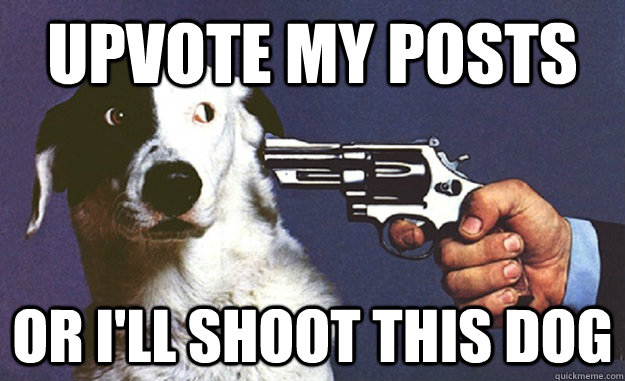 upvote my posts or i'll shoot this dog  National Lampoon Dog