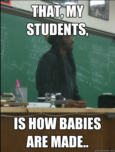 That, my students,  is how babies are made..  Rasta Science Teacher