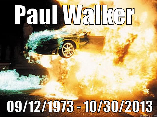 PAUL WALKER     09/12/1973 - 10/30/2013 Misc