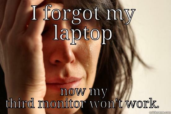 I FORGOT MY LAPTOP NOW MY THIRD MONITOR WON'T WORK.  First World Problems