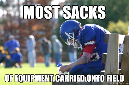 Most sacks of equipment carried onto field  