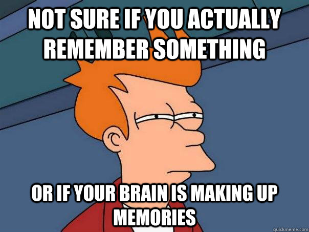 not sure if you actually remember something or if your brain is making up memories   Futurama Fry