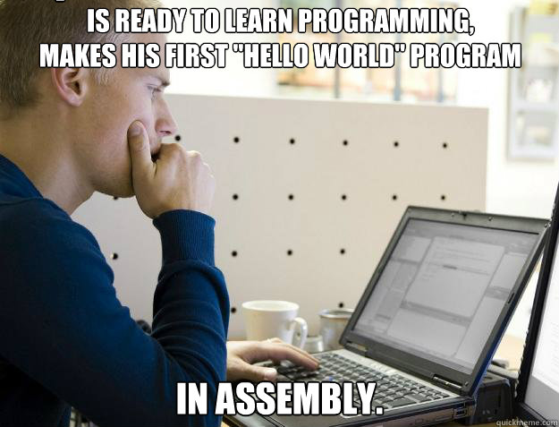 IS READY TO LEARN PROGRAMMING,
MAKES HIS FIRST 