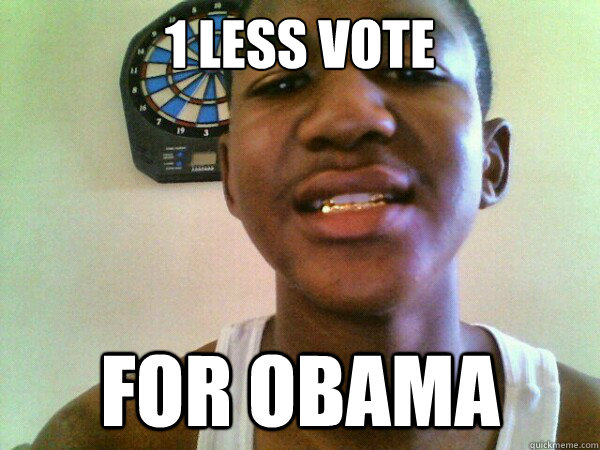 1 less vote For Obama  thug Trayvon Martin