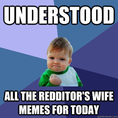 understood all the redditor's wife memes for today  Success Kid