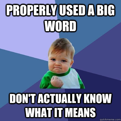 Properly used a big word don't actually know what it means  Success Kid