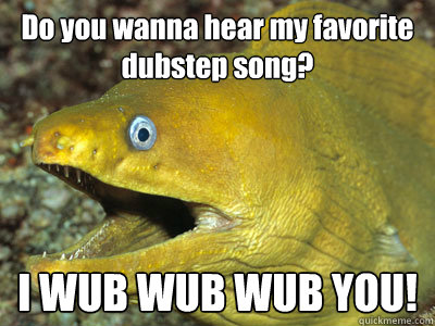 Do you wanna hear my favorite dubstep song? I WUB WUB WUB YOU!  Bad Joke Eel