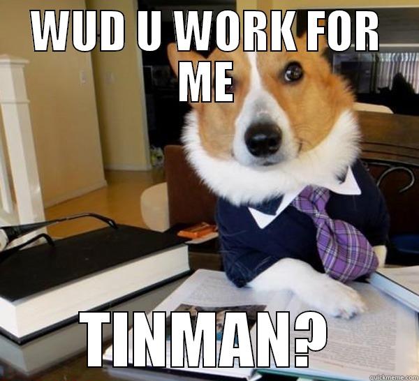 WUD U WORK FOR ME TINMAN? Lawyer Dog