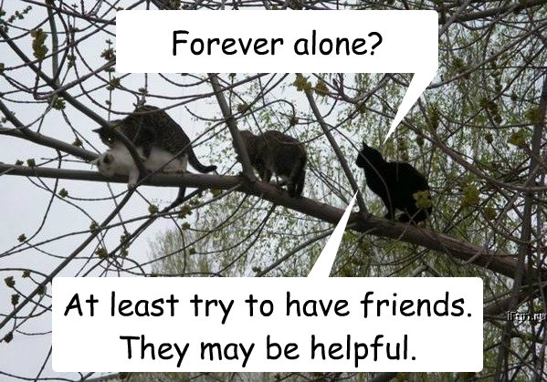 Forever alone? At least try to have friends. They may be helpful. - Forever alone? At least try to have friends. They may be helpful.  Forever Alone