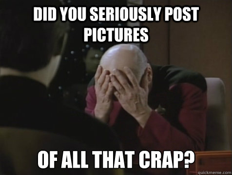 Did you seriously post pictures of all that crap? - Did you seriously post pictures of all that crap?  Picard Double Facepalm