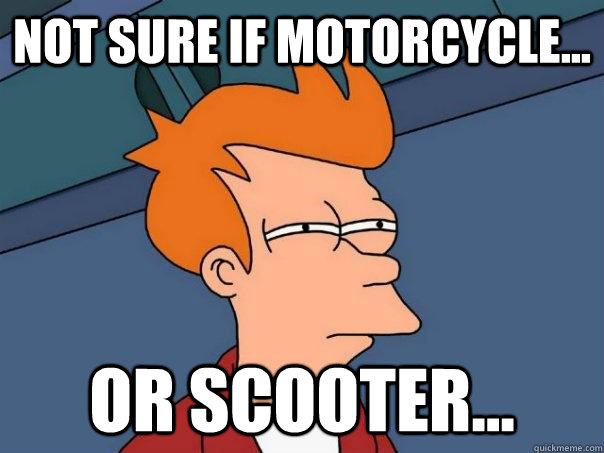 not sure if motorcycle... or scooter... - not sure if motorcycle... or scooter...  Futurama Fry