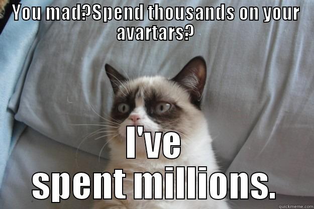 YOU MAD?SPEND THOUSANDS ON YOUR AVARTARS? I'VE SPENT MILLIONS. Grumpy Cat