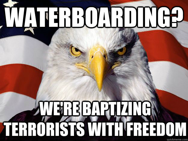 waterboarding? we're baptizing terrorists with freedom  Freedom Eagle